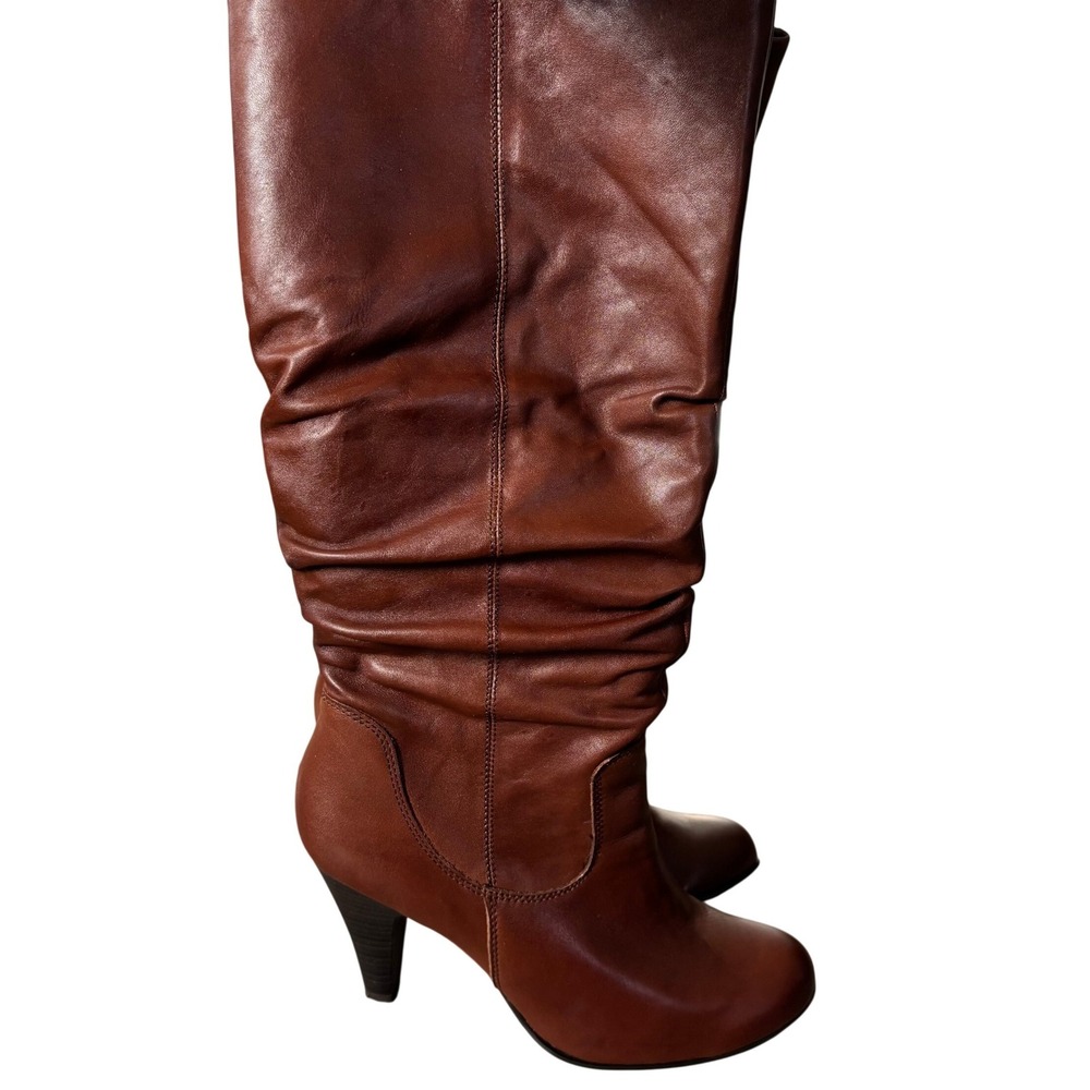 EUC Aldo Welly Tall Slouchy Leather Boots Sz 40 Brown Leather Stiletto